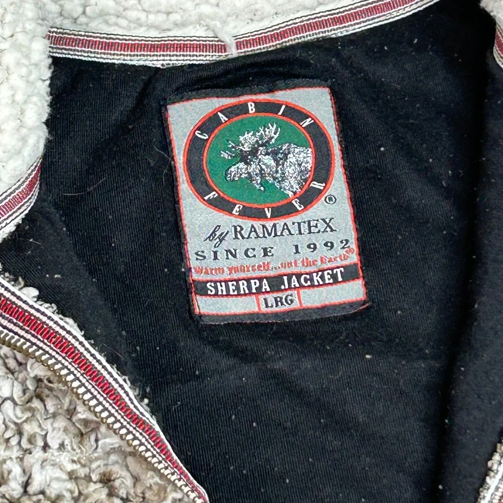 Cabin Fever‎ Sherpa Jacket Ramatex Beige Brown youth Full Zip Fleece Large cozy